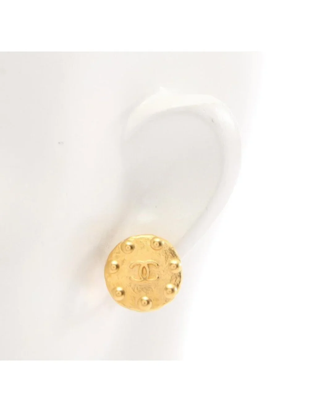 Chanel Earrings CC Logo Dot Round